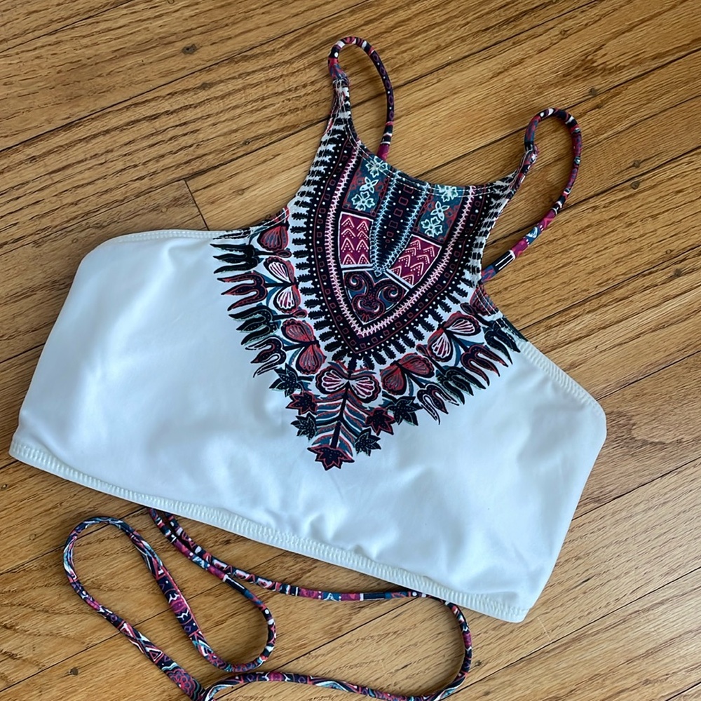 Lucky Brand Desert Dancer Reversible High Neck Bikini Top Sz SM